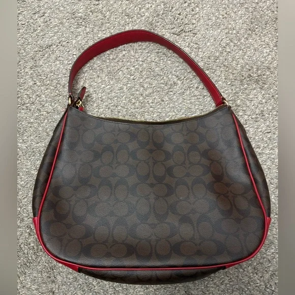 Coach Signature Brown and Red Hobo Bag - Picture 2 of 7